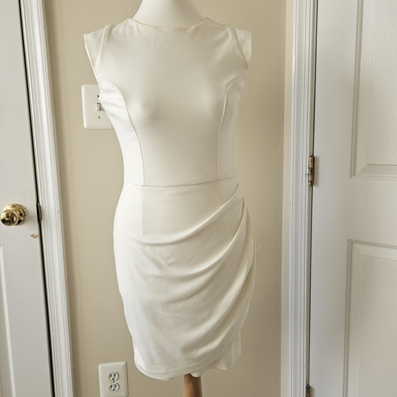 ASOS Dresses & Skirts - ASOS White Midi Sheath Dress with Side Drape